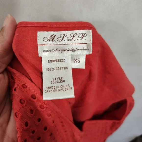 Max Studio MSSP A-line Dress Fit & Flare Size XS Orange-Brown Sleeveless Eyelet - Picture 5 of 6